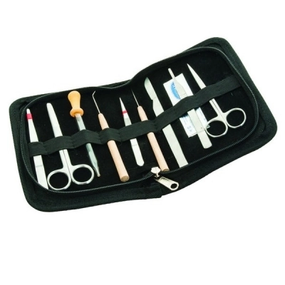Eisco Dissection Set, Student, 9 Pcs - Stainless Steel - Leather Storage Case BI0149