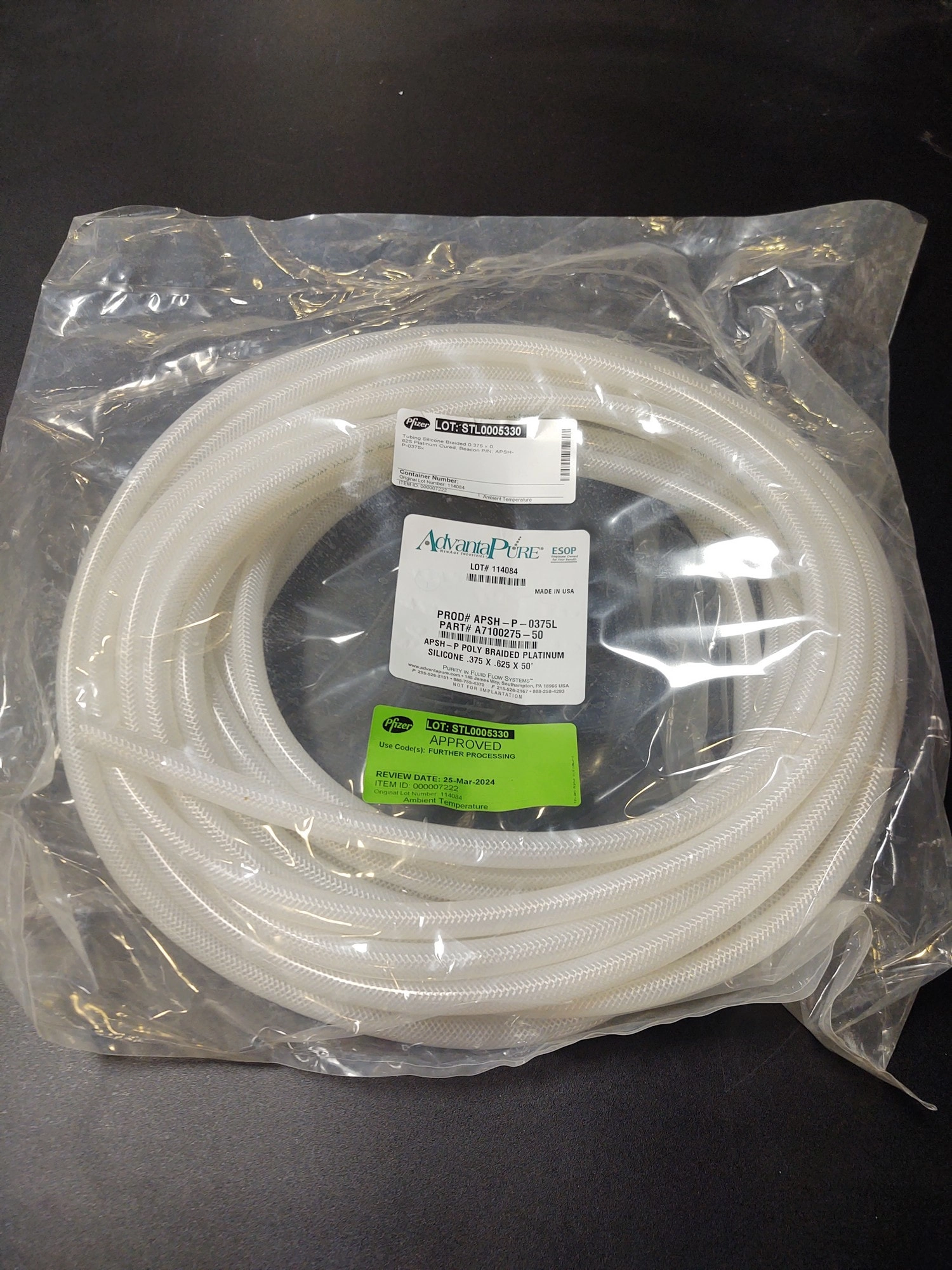 Advantapure  A7100275-50 Poly Braided Platinum Silicone .375 x .625 x 50 feet