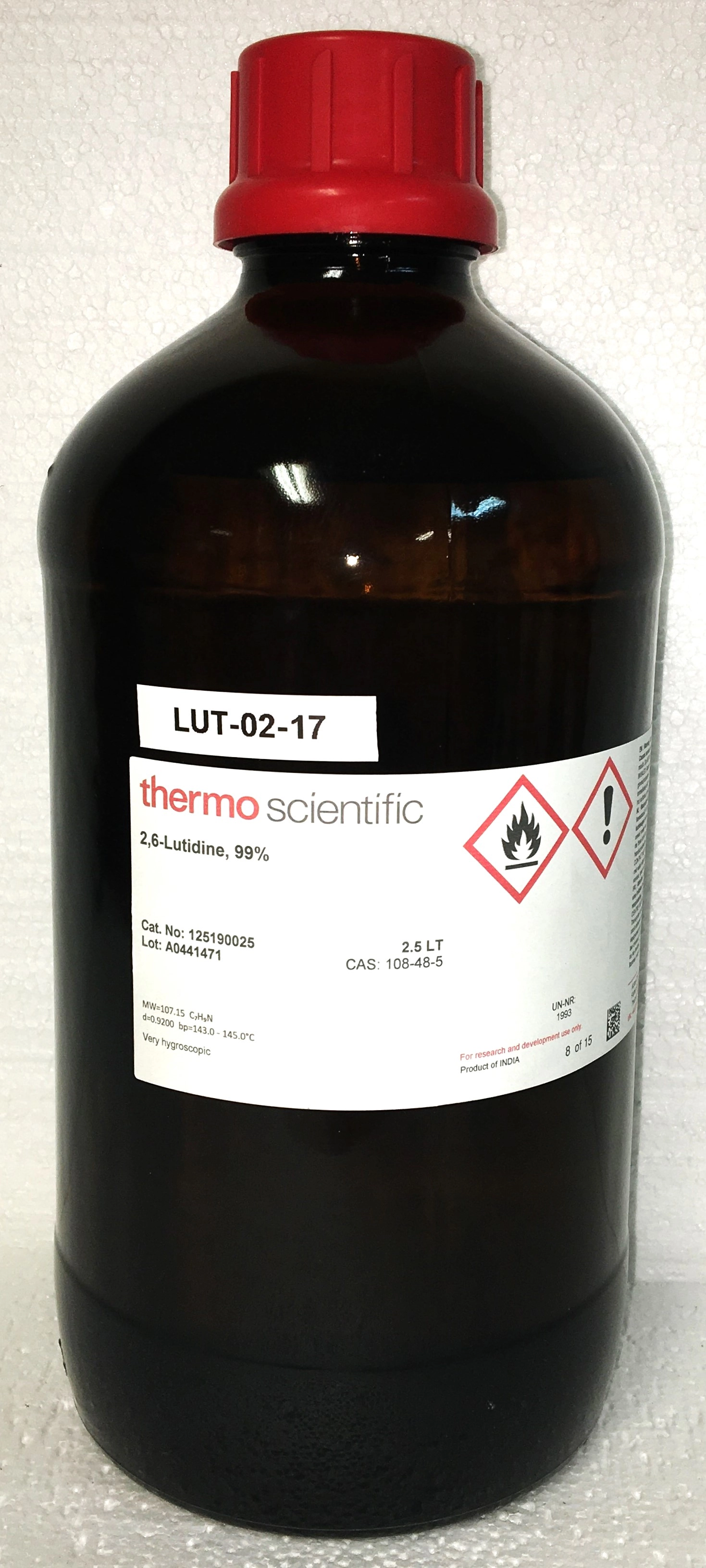 Thermo Scientific 125190025 2,6-Lutidine - 99% (2.5L)