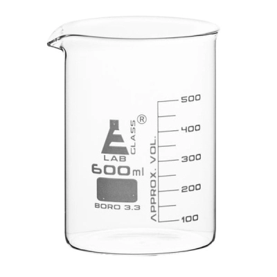Eisco Beaker, 600ml - Low Form - 50ml Graduations - Borosilicate Glass CH0126J