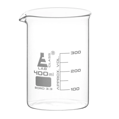 Eisco Beaker, 400ml - Low Form - 50ml Graduations - Borosilicate Glass CH0126H