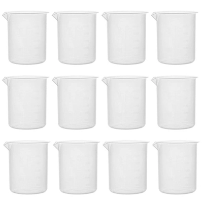 Eisco 12PK Plastic Beakers, 500ml - Polypropylene - Raised Graduationns CH0137DF