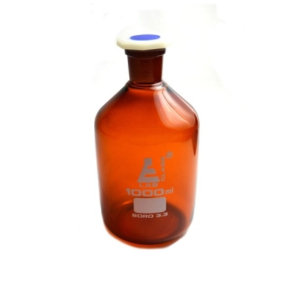 Eisco Labs 1000 ml Amber Reagent Bottle, Narrow Mouth with Acid Proof Stopper, Size 29/32 CH0161F