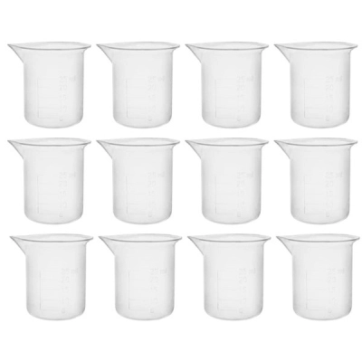 Eisco 12PK Plastic Beakers, 25ml - Polypropylene - Raised Graduations CH0137PK12