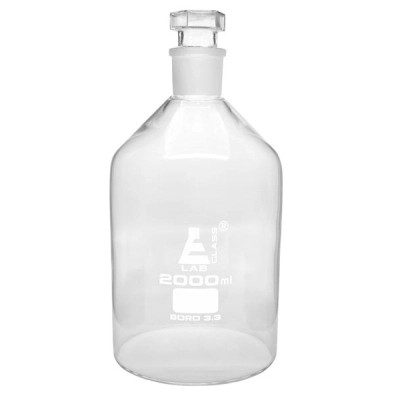 Eisco Reagent Bottle, 2000ml, 34/35  Hexagonal Hollow Stopper - Narrow Mouth - Eisco Labs CH0162G