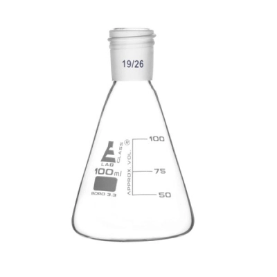 Eisco Erlenmeyer Flask with 19/26 Joint, 100ml Capacity, 25ml Graduations - Eisco Labs CH01006D