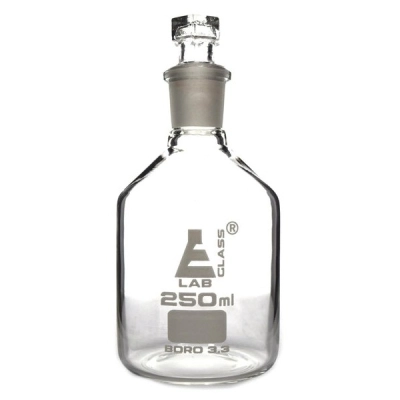 Eisco Reagent Bottle, Narrow Mouth with Hexagonal Hollow Glass Stopper - 250ml - Eisco Labs CH0162D