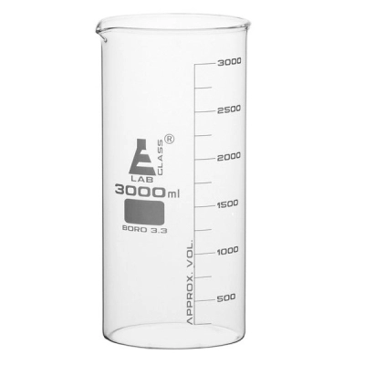 Eisco Beaker, 3000ml - Tall Form - Graduated - Borosilicate Glass CH0127K