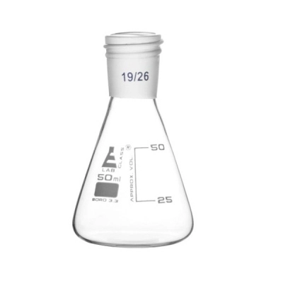 Eisco Erlenmeyer Flask with 19/26 Joint, 50ml Capacity, 25ml Graduations - Eisco Labs CH01006B