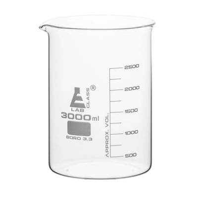 Eisco Beaker, 3000ml - Low Form - White Graduations - Borosilicate Glass CH0126M
