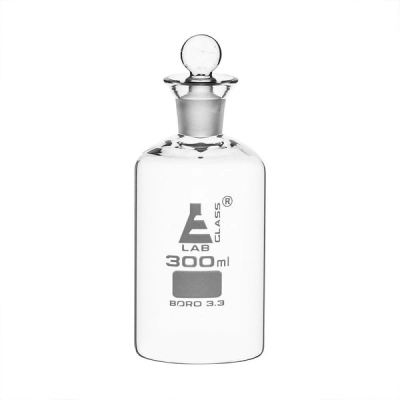 Eisco BOD Bottle, 300ml - Interchangeable Glass Pennyhead Stopper - Glass - Eisco Labs CH0168B