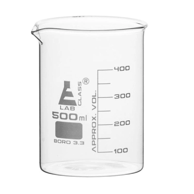 Eisco Beaker, 500ml - Low Form - 50ml Graduations - Borosilicate Glass CH0126I