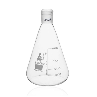 Eisco Erlenmeyer Flask with 24/29 Joint, 500ml - 100ml White Graduations - Eisco Labs CH01006I