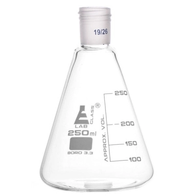 Eisco Erlenmeyer Flask with 19/26 Joint, 250ml Capacity, 50ml Graduations - Eisco Labs CH01006F