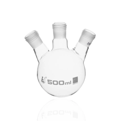 Eisco Distillation Flask with 3 Necks, 500ml - 24/29 Joint Size - Round Bottom - Eisco Labs CH01010F