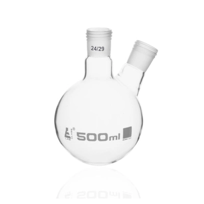 Eisco Distillation Flask with 2 Necks, 500ml - 24/29 Joint Size - Round Bottom - Eisco Labs CH01008E