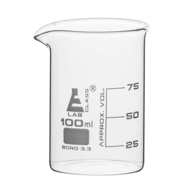 Eisco Beaker, 100ml - Low Form - 25ml Graduations - Borosilicate Glass CH0126E