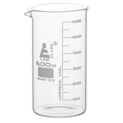 Eisco Beaker, 600ml - Tall Form - White Graduations - Borosilicate Glass CH0127H