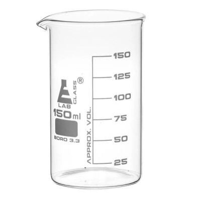 Eisco Beaker, 150ml - Tall Form - White Graduations - Borosilicate Glass CH0127D