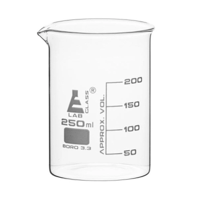 Eisco Beaker, 250ml - Low Form - 50ml Graduations - Borosilicate Glass CH0126G