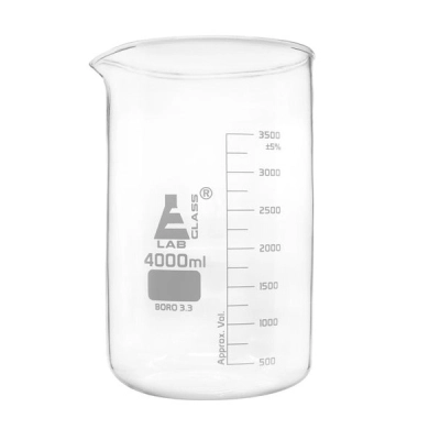 Eisco Beaker, 4000mL - Low Form - Graduated - Borosilicate Glass CH0126M4000