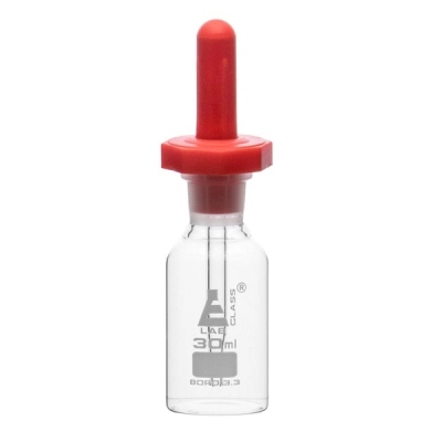 Eisco Dropping Bottle, 30ml (1oz) - Eye Dropper Pipette - Borosilicate 3.3 Glass CH0194A