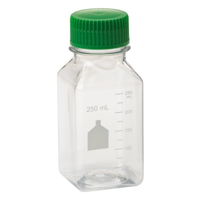 Celltreat 250mL Media Bottle, Square, PET, Bulk, Sterile 12/Tray, 24/Cs 229790