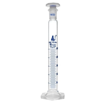 Eisco Measuring Cylinder, 25ml - Class B - 14/23 Polypropylene - Hexagonal Base - Eisco Labs CH0349B