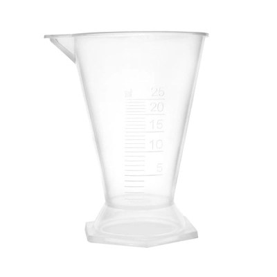 Eisco Conical Measure, 25ml - Polypropylene - Raised Graduations - Hexagonal Base CH0355B