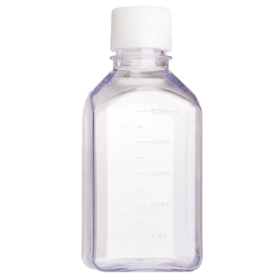 Celltreat 500mL Media Bottle, Square, PETG, Bulk, Sterile 12/Tray, 24/Cs 230764