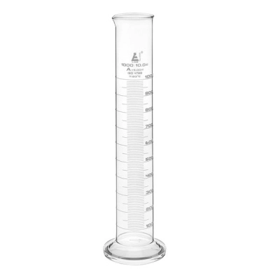 Eisco Graduated Cylinder, 1000ml - Class A - White Graduations, Round Base CH0344OWT