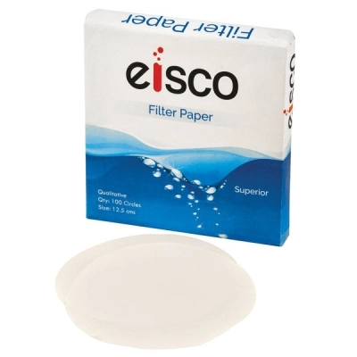 Eisco Labs Premium Qualitative Filter Paper, 12.5cm Dia., 10&mu;m Pore Size - Pack of 100 CH0390C