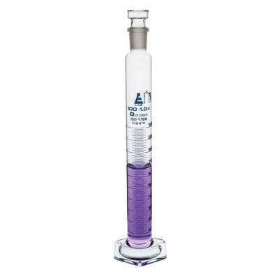 Eisco Measuring Cylinder, 100ml - Class B - 19/26 Polypropylene Hexagonal Base - Eisco Labs CH0349D