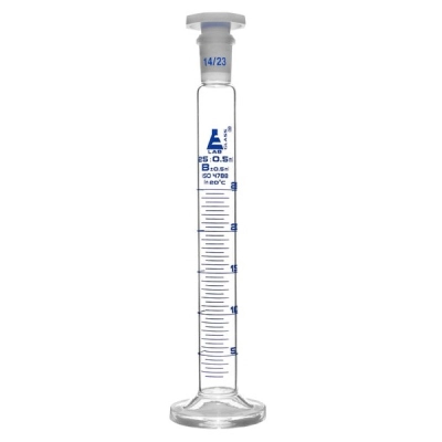 Eisco Measuring Cylinder, 25ml - Class B - 14/23 Polypropylene Stopper Round Base Eisco Labs CH0348B