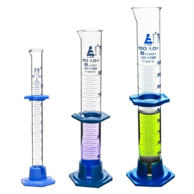 Eisco Measuring Cylinder Set, Class B - 10ml, 50ml and 100ml - Detachable - Eisco Lab CH0346SET