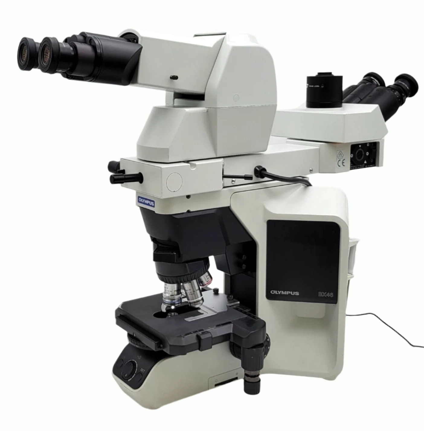 Olympus Microscope BX46 w. Tilting Telescoping Head, Dual Viewing Bridge &amp; 100x