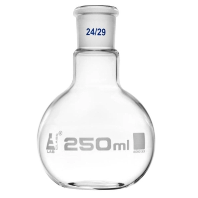 Eisco Florence Boiling Flask, 250ml - 24/29 Joint, Flat Bottom, Short Neck - Eisco Labs CH0412G