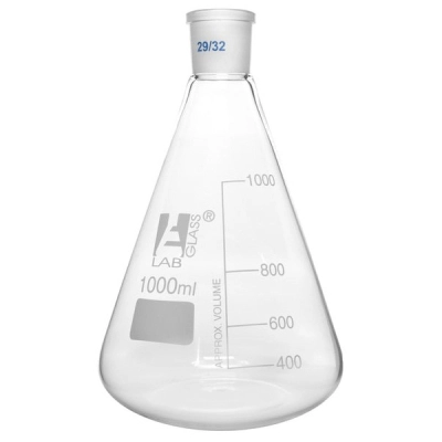 Eisco Erlenmeyer Flask 1000ml - 29/32 Joint, Interchangeable Borosilicate Glass - Eisco Labs CH0428K