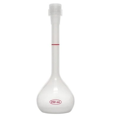 Eisco Volumetric Flask, 250ml - Polypropylene, with Screw Cap - Autoclavable - Eisco Labs CH0452D