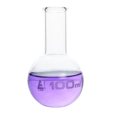 Eisco Boiling Flask, 100ml - Borosilicate Glass - Flat Bottom, Narrow Neck - Eisco Labs CH0410C