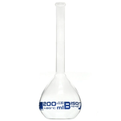 Eisco Volumetric Flask, 200ml Class B, Tolerance &plusmn;0.300 No Stopper, Beaded Rim - Eisco Labs CH0450F