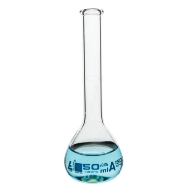 Eisco Volumetric Flask, 50ml Class A Tolerance &plusmn;0.06 - No Stopper, Beaded Rim - Eisco Labs CH0449D