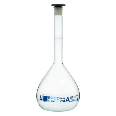 Eisco Volumetric Flask, 2000ml Class A - 29/32 Polyethylene, Tolerance &plusmn;0.600 - Eisco Labs CH0446J