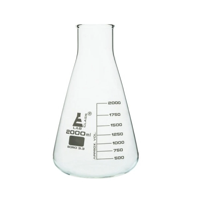 Eisco Erlenmeyer Flask, 2000ml - Borosilicate Glass - Wide Neck, Conical Shape - Eisco Labs CH0426E