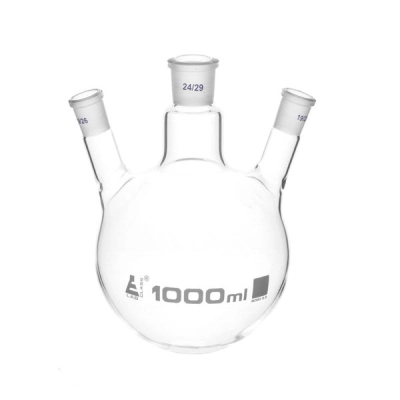 Eisco Distilling Flask, 1000ml - 3 Angled Necks, 24/29 Center, 19/26 Sockets - Eisco Labs CH0418T