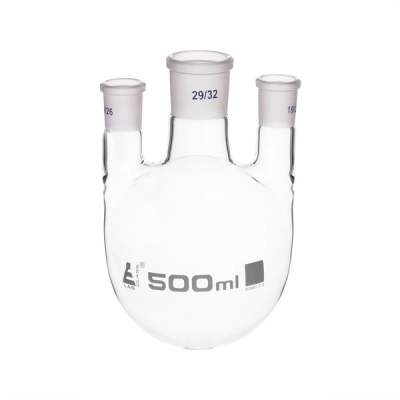 Eisco Distilling Flask, 500ml - 3 Parallel Necks, 29/32 Center, 19/26 Sockets - Eisco Labs CH0418E