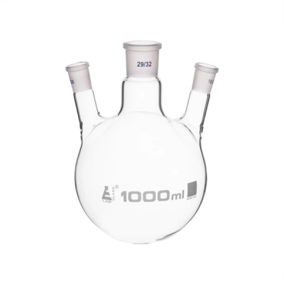 Eisco Distilling Flask, 1000ml - 3 Angled Necks, 29/32 Center, 19/26 Sockets - Eisco Labs CH0418U