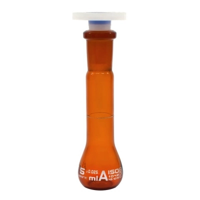 Eisco Volumetric Flask, 5ml - Class A - 10/19 Polypropylene Stopper, Amber - Eisco Labs CH0451A