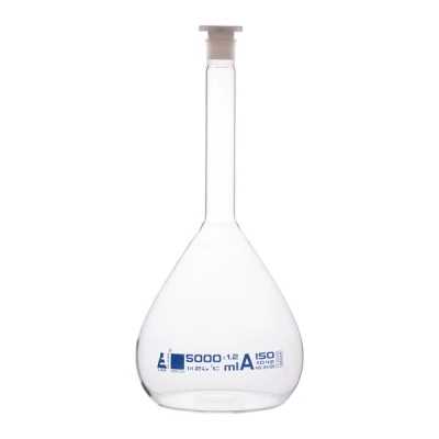 Eisco Volumetric Flask, 5000ml Class A - 34/35 Polyethylene, Tolerance &plusmn;1.200 - Eisco Labs CH0446K