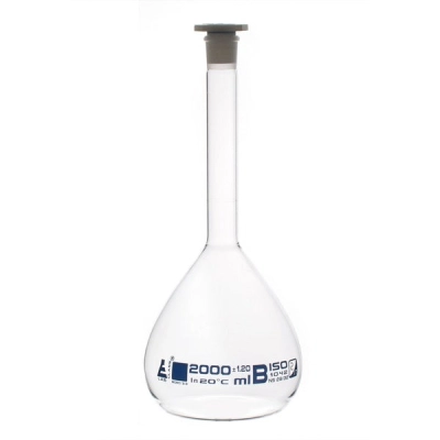 Eisco Volumetric Flask, 2000ml Class B - 29/32 Polyethylene, Tolerance &plusmn;1.200 - Eisco Labs CH0448J